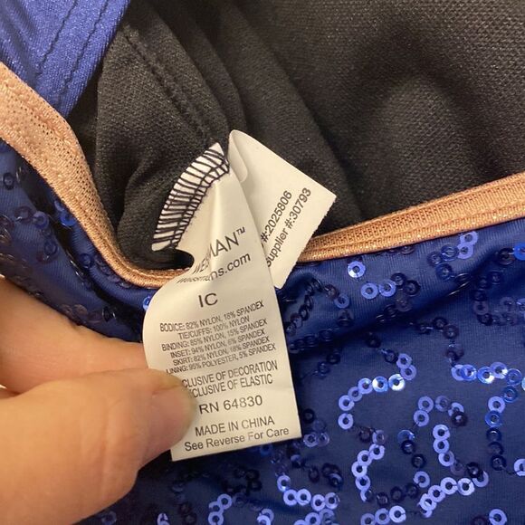 Weissman dance costume blue sequin Boogie Woogie Bugle Boy 10772 Child IC 7/8 - Picture 7 of 9